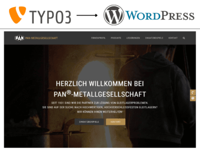 TYPO3 Portierung zu WordPress für PAN Metallgesellschaft