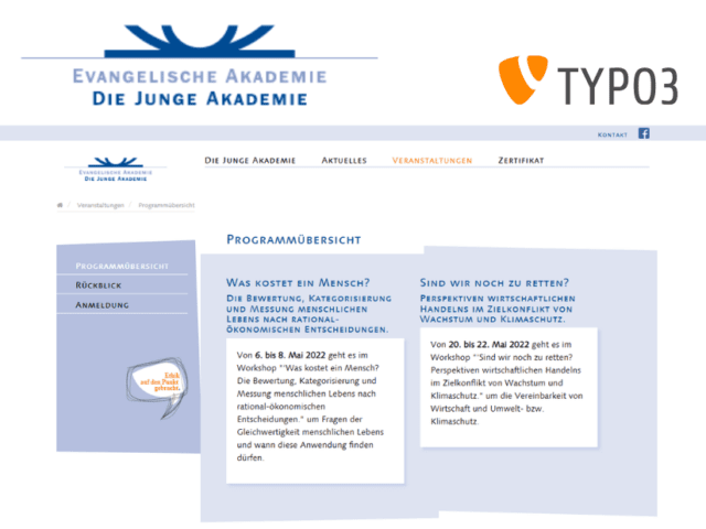 Webdesign TYPO3 Website für die Junge Akademie